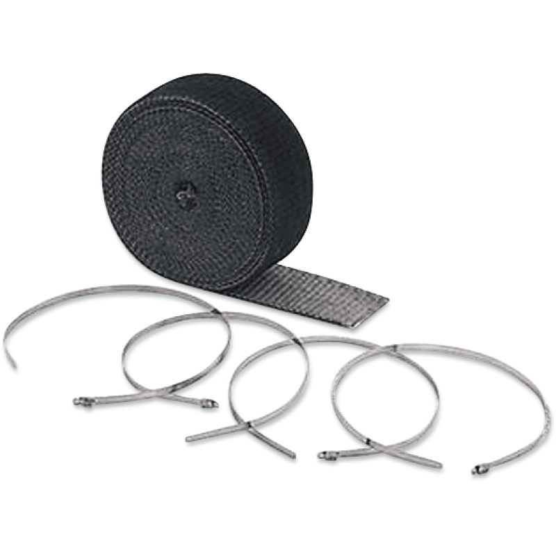 2″X25′ BLACK EXHAUST WRAP W/ CLAMPS Strictly VTwin
